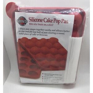 Norpro Silicone Cake Pop Pan with 20 Reusable Sticks, Red